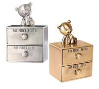 IWOWHERO Lot de 2 Boîtes à Dents de Lait Bébé en Métal, Couleur Or et Argenté, Boîte de Rangement Multifonction pour Souvenirs, Bijoux et Protège-dents, Présent Naissance Garçon Fille,