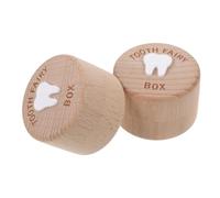 IWOWHERO Lot de 2 Boîtes à Dents de Lait en Bois Boîte à Souvenirs pour Garçon et Filles Diamètre 52 CM X Hauteur 35 CM Rangement Sécurisé pour Dents de Lait Perdues Coffret Léger et