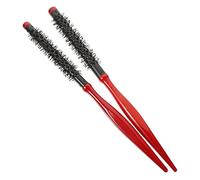 IWOWHERO Lot De 2 Brosses à Cheveux En Bois Rouge Pour Brushing, Taille 10 Et 12, Rouleau Coiffant Léger, Poils De Sanglier, Massage Cuir Chevelu, Femmes Et Hommes, Coiffage Et Séchage Portable