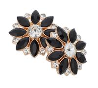 IWOWHERO Lot de 2 Couvre-boutons en Alliage Strass Noir Forme Fleur Solaire, Diamètre Intérieur 13,5 Mm, Accessoires Détachables à Pression pour Chemises, Costumes et Décoration