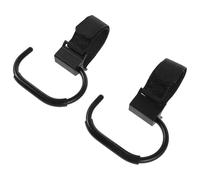 IWOWHERO Lot de 2 Crochets Pivotants Doubles pour Poussette en Alliage Plastique Noir, Compatibles Poignées Universelles, Rotation Multidirectionnelle, Accessoires Pratiques pour Paquet