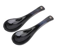 IWOWHERO Lot de 2 Cuillères à Soupe en Céramique Résistantes la Chaleur, Cuillères Multifonctions pour Porridge et Ramen, Design Chinois Traditionnel, Adaptées Maison et Restaurant,