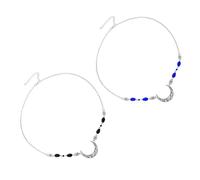 IWOWHERO Lot de 2 Décorations de Coiffure Vintage en Cristal Naturel Chaîne Frontale Motif Lune Ajouré Couleur Argenté Ancien Gouttes de Cristal Noir et Bleu Foncé Accessoires Élégants