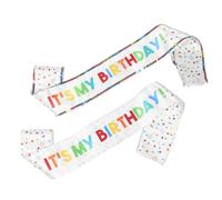 IWOWHERO Lot de 2 Écharpes D'anniversaire en Satin 80-82 Cm, Accessoires de Fête pour Filles et Femmes, Bandoulières Décoratives « C'est Mon Anniversaire » Sequins, Décoration Anniversaire