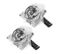 IWOWHERO Lot de 2 Élastiques à Cheveux en Cordon Téléphonique Spirale Perlée avec Motifs Chinois Mille Caractères Accessoires Tressés Doux et Solides pour Queue de Cheval Coiffure
