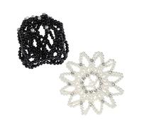 IWOWHERO Lot De 2 Filets À Cheveux Pour Chignon De Ballet Avec Perles Et Strass Pour Danser Pour Enfants Pour Chignons Pour Danseuse Avec Perles Et Élastiques