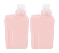 IWOWHERO Lot de 2 Flacons Rechargeables pour Lessive 1000 Ml Distributeurs Carrés en PE Rose Contenants Réutilisables pour Shampoing Savonnette Liquide Adaptés Salle de Bain et