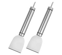 IWOWHERO Lot de 2 Grattoirs en Acier Inoxydable 304 Multifonctions Spatules de Nettoyage Portatives Cuisine Barbecue Sols et Surfaces Vitrées Outil Pratique pour Enlever Givre Colle