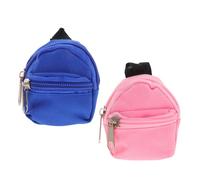 IWOWHERO Lot de 2 Mini Paquet à Dos pour Poupées Paquet d'École à Fermeture Éclair en Polyester Couleurs Rose et Bleu Accessoires de Rangement Portables pour Jeux d'Imitation et Voyages