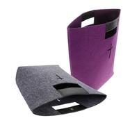 IWOWHERO Lot De 2 Paquet à Main en Feutre Gris Et Violet, Grosse Capacité, Multifonction pour Bible Et Organisation, Mallettes Réutilisables pour Étude Et Transport, Cabas Pratiques Vie Quotidienne