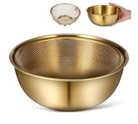 IWOWHERO Lot de 2 Passoires en Acier Inoxydable Doré, Bassine de 19 Cm et Panier D'égouttage de 18 Cm, Panier à Mailles Fines pour Légumes, Riz et Fruits, Égouttoir Pratique Cuisine