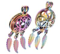 IWOWHERO Lot de 2 Pendentifs Cage Lotus Ajourée et Ailes Perles Diffuseurs D’Huiles Essentielles pour Colliers Décorations de Cou Aromathérapie Chics Accessoires Suspendus pour Création