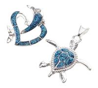 IWOWHERO Lot de 2 Pendentifs Tortues Marines et Dauphin en Alliage, Breloques Animaux Marins pour Création de Bijoux, Accessoires Boucles D’oreilles et Colliers Diy, Charme Vie Marine