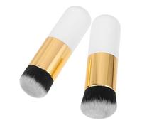 IWOWHERO Lot De 2 Pinceaux De Maquillage En Fibre Artificielle Blanche Pour Estomper Fond De Teint Liquide Visage Joues L'Illuminateur