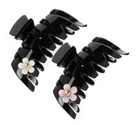IWOWHERO Lot de 2 Pinces à Cheveux en Plastique Solide, Formes Marguerite Blanche et Rose, Taille Moyenne, Maintien Ferme pour Cheveux Épais ou Fins, Accessoires Coiffure Femme pour Bain