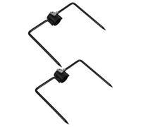 IWOWHERO Lot de 2 Piquets de Sol en Fer Noir 25 CM pour Mât de Drapeau 23-25 MM Support Multifonctionnel de Crochet en Forme de Tuteur pour Parasol Lampe de Jardin et Décoration