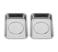 IWOWHERO Lot de 2 Plateaux de Rangement Magnétiques 4 Pouces en Acier Inoxydable, Porte-vis Magnétique Compact pour Atelier, Organiseur Multifonction pour Petites Pièces Métalliques