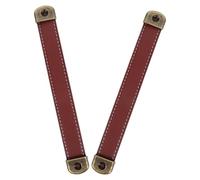 IWOWHERO Lot de 2 Poignées de Meuble en PU Marron Vintage Poignées de Tiroir Ergonomiques Style Rétro Quincaillerie pour Commodes Armoires et Valises Installation en Surface Facile