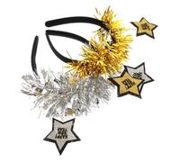 IWOWHERO Lot de 2 Serrage-Têtes Étoile de Noël à Cinq Branches Bandeaux Noël en Métal Doré et Argenté Taille Unique Accessoires Cheveux Festifs pour Fêtes de Fin d'Année