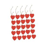 IWOWHERO Lot de 20 Pendentifs en Bois de Cœur 4 CM Couleur Rouge Décorations Artisanales en Bois pour Création Bijoux et Décoration Maison pour Saint-Valentin et Projets DIY