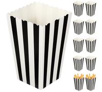 IWOWHERO Lot de 24 Boîtes à Popcorn Rayées en Carton Pliable, Contenants Pratiques pour Pop-Corn, Bonbons et Biscuits, pour Fêtes, Cinéma et Présents de Mariage