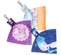 IWOWHERO Lot de 3 Chiffons de Nettoyage Porte-clés en Microfibre pour Lunettes de Soleil et Lentilles, Imprimé Coloré, Taille Compacte, Multifonction pour Lunettes, Écrans et Voyage