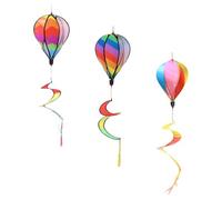 IWOWHERO Lot de 3 Moulins à Vent Montgolfière en Spirale Colorée, Décoration Suspendue Extérieure Jardin, Toupies Légères en Plastique Multicolore pour Ambiance Festive et Décor Balcon
