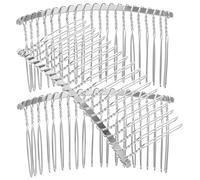 IWOWHERO Lot de 3 Peignes en Métal Argenté à 20 Dents pour Voile de Mariage, Solide et Décoratifs, pour Accessoires DIY et Fixation de Voiles