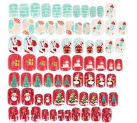 IWOWHERO Lot de 3 sets de Kits de 24 Faux Ongles Garçon et Filles à Porter Décorations Manucure de Noël Capsules Adhésives Amovibles Coloris Festif Accessoires Nail Art pour Filles