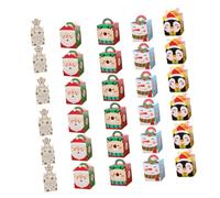 IWOWHERO Lot de 30 Coffrets de Noël pour Bonbons et Pommes Boîtes D’Emballage sans Odeur ni Bords Décorations Festives Multicolores pour Emballage de Friandises Veillée de Noël