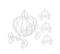 IWOWHERO Lot de 4 Boîtes à Bonbons Mariage de Carrosse Citrouille en Métal Blanc, Centre de Table Décoratif pour Fête et Halloween, Contenant Dragées Élégantes, Statue Carrosse Princesse