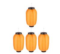 IWOWHERO Lot de 4 Lanternes Japonaises Suspendues Traditionnelles Étanches 36 CM Orange pour Décoration Intérieure et Extérieure de Jardin Bar à Sushis Restaurant et Fête