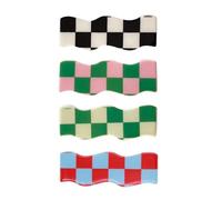 IWOWHERO Lot de 4 Pinces à Cheveux Ondulées à Carreaux Colorés Accessoires pour Cheveux Femme Légères et Pratiques pour Usage Quotidien Travail École et Occasions Couleur Aléatoire