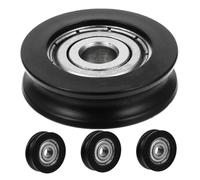 IWOWHERO Lot de 4 Poulies à Roulement en Nylon Noir 5x16x8,5 Mm Gorge en U, Roues Rainurées pour Portes Coulissantes, Fenêtres, Armoires et Meubles, Capacité Élevée et Fonctionnement