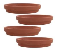 IWOWHERO Lot de 4 Soucoupes en Terre Cuite Rouge 13 X 2 Cm - Plateaux D'égouttage pour Petites Plantes D’intérieur et Extérieur - Bac Récupérateur D’Eau pour Pots Ronds Jusqu’à