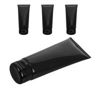 IWOWHERO Lot de 4 Tubes Cosmétiques Rechargeables Noirs 200G avec Bouchon Rabattable Brillant Tubes Souples en Plastique pour Maquillage et Soins de Voyage Flacons Réutilisables pour