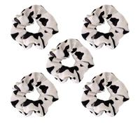 IWOWHERO Lot de 5 Élastiques pour Cheveux Femme Grand Anneau D’Intestin Motif Vache Doux et Extensible Accessoires Cheveux Élégants pour Queue de Cheval Usage Quotidien et Coiffures