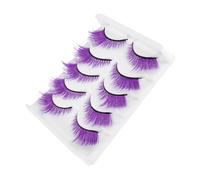 IWOWHERO Lot De 5 Paires De Faux Cils Japonais Extensions De Maquillage Pour Cosplay Fête Naturels Fins Violets