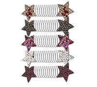 IWOWHERO Lot de 5 Pinces à Cheveux Invisibles en Métal Peignes Étoiles Multicolores Accessoires Coiffure sans Trace pour Femmes Maintien Discret et Confortable au Quotidien