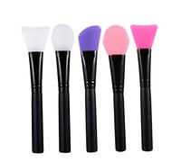 IWOWHERO Lot De 5 Set De Pinceaux Pour Masque Facial 15 Cm Manche En Bois Silicone Souple Pour Peau Sensible Usage Professionnel Et Domestique