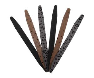 IWOWHERO Lot de 6 Bandeaux à Scratch pour Femmes - Bandeaux Épais en Tissu Léger et Respirant - Couleurs Marron Cœur Noir Pois Gris Rayé - Gestion des Mèches Rebelles pour Sport École