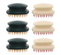 IWOWHERO Lot de 6 Brosses à Shampoing en Tpr Souple Brosse de Massage pour Cuir Chevelu Picots Doux Double Couche Détachable Couleurs Vert-Jaune et Rose Exfoliante et Relaxante pour