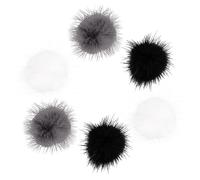 IWOWHERO Lot de 6 Décorations Pompons pour Ongles, Petites Boules Détachables en Noir Blanc Gris, Accessoires Nail Art pour Femmes, Fournitures Manucure DIY Élégante