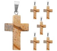 IWOWHERO Lot de 6 Pendentifs Crucifix en Cristal à Monter Soi-même, Perles en Pierre Naturelle pour Collier Chrétien, Accessoires pour Pâques