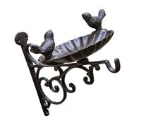 IWOWHERO Mangeoire à Oiseaux Murale Fonte avec Panier Suspendu et Support Mural pour Bain Oiseaux et Plantes Décoration Jardin Extérieure Résistante Aux Intempéries