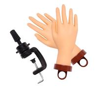 IWOWHERO Mannequin de Pratique pour Manucure Flexible Silicone avec Pince de Bureau Main Entraînement Réaliste pour Ongles Modèle Réutilisable et Portable pour Formation Professionnelle