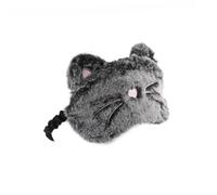 IWOWHERO Masque Sommeil Peluche Noir Chat Doux Soie Cache Yeux Anti-lumière pour Dormir Voyage Femmes et Filles Confortable et Lavable