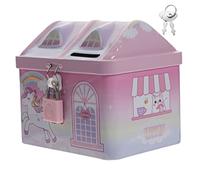 IWOWHERO Métal Forme De Maison Licorne Sécurisée avec Cadenas pour Garçon Fille pour Décoration Et Anniversaire Conteneur à Amusant pour Garçons Et Filles