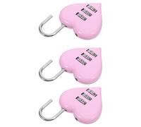 IWOWHERO Mini à Combinaison en Métal Forme Cœur Rose, Lot de 3 Pièces, de Sécurité pour Valises, Paquet à Dos et Casiers, Serrure à Code sans ompact
