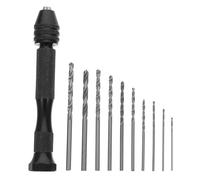 IWOWHERO Mini Perceuse à Main Noire avec Étau Réglable Kit de 10 Forets Hélicoïdaux 08-30 MM Outil Manuel de Précision pour Modélisme Bricolage Bijoux Bois et Plastique